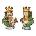 Teste di Moro mezzo busto con fichi d’india in ceramica siciliana Produzione artigianale di Caltagirone h.22 cm