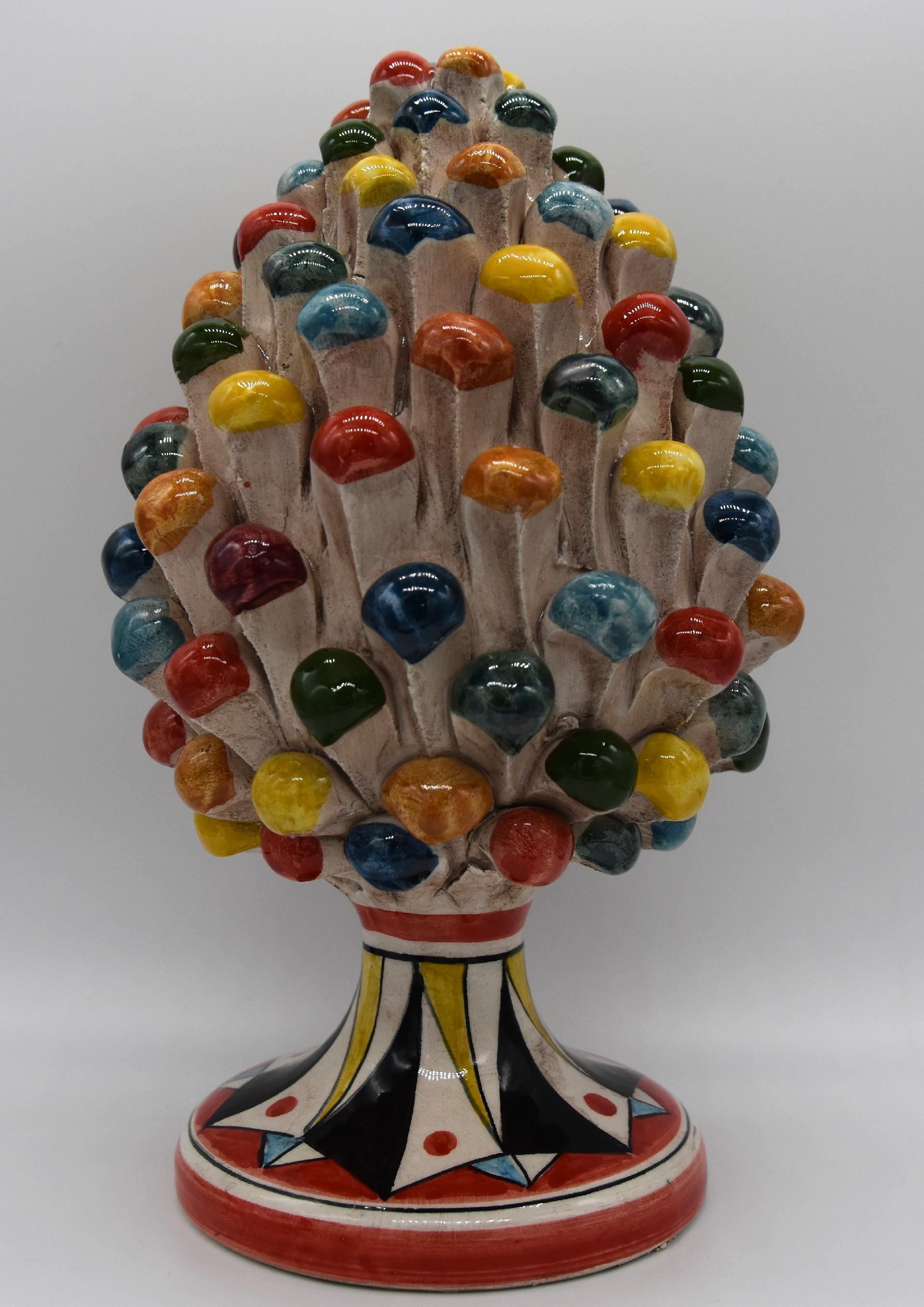 Pigna siciliana in ceramica multicolore h.20 cm Produzione artigianale di Caltagirone con piede decorato