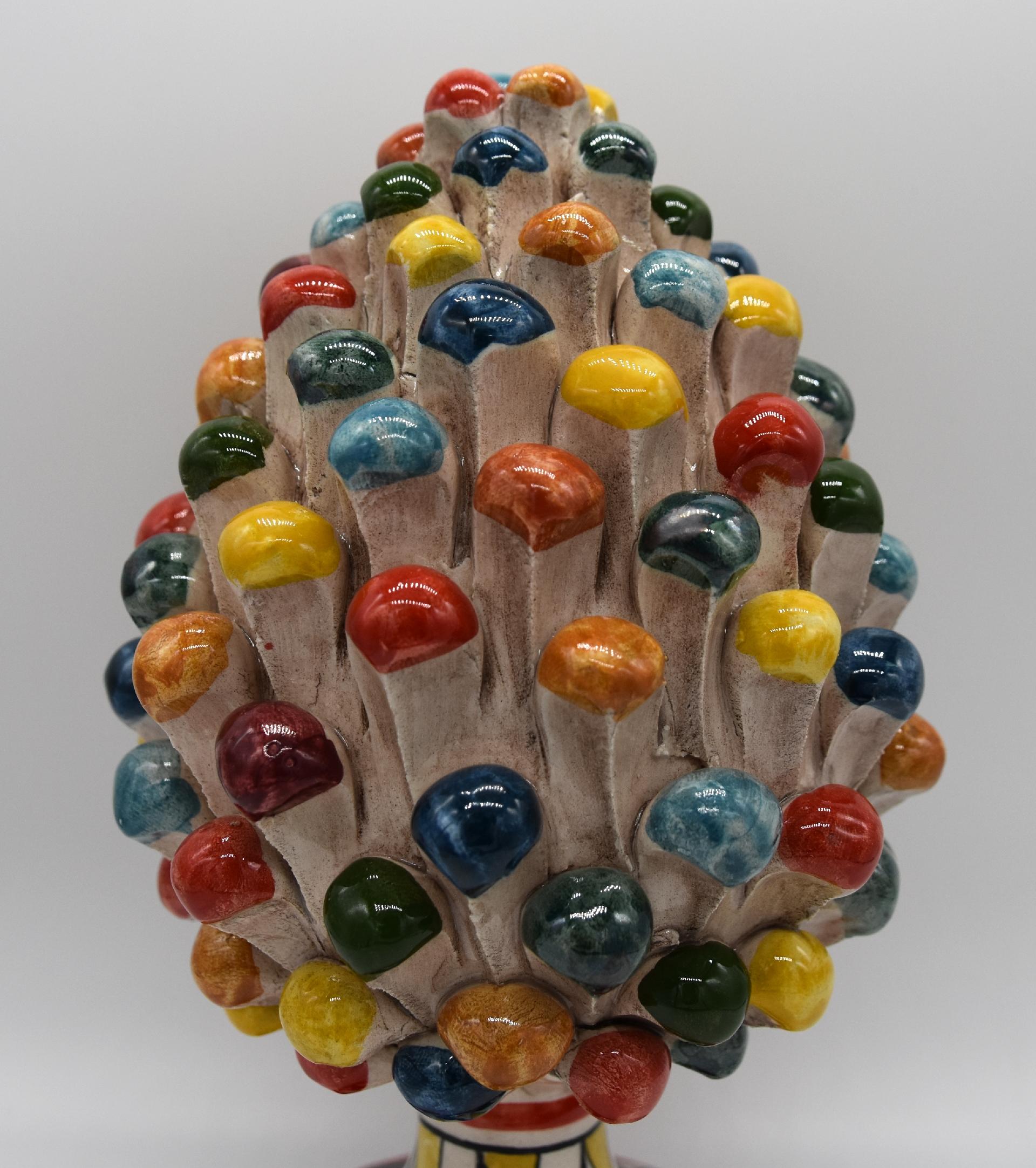 Pigna siciliana in ceramica multicolore h.20 cm Produzione artigianale di Caltagirone con piede decorato