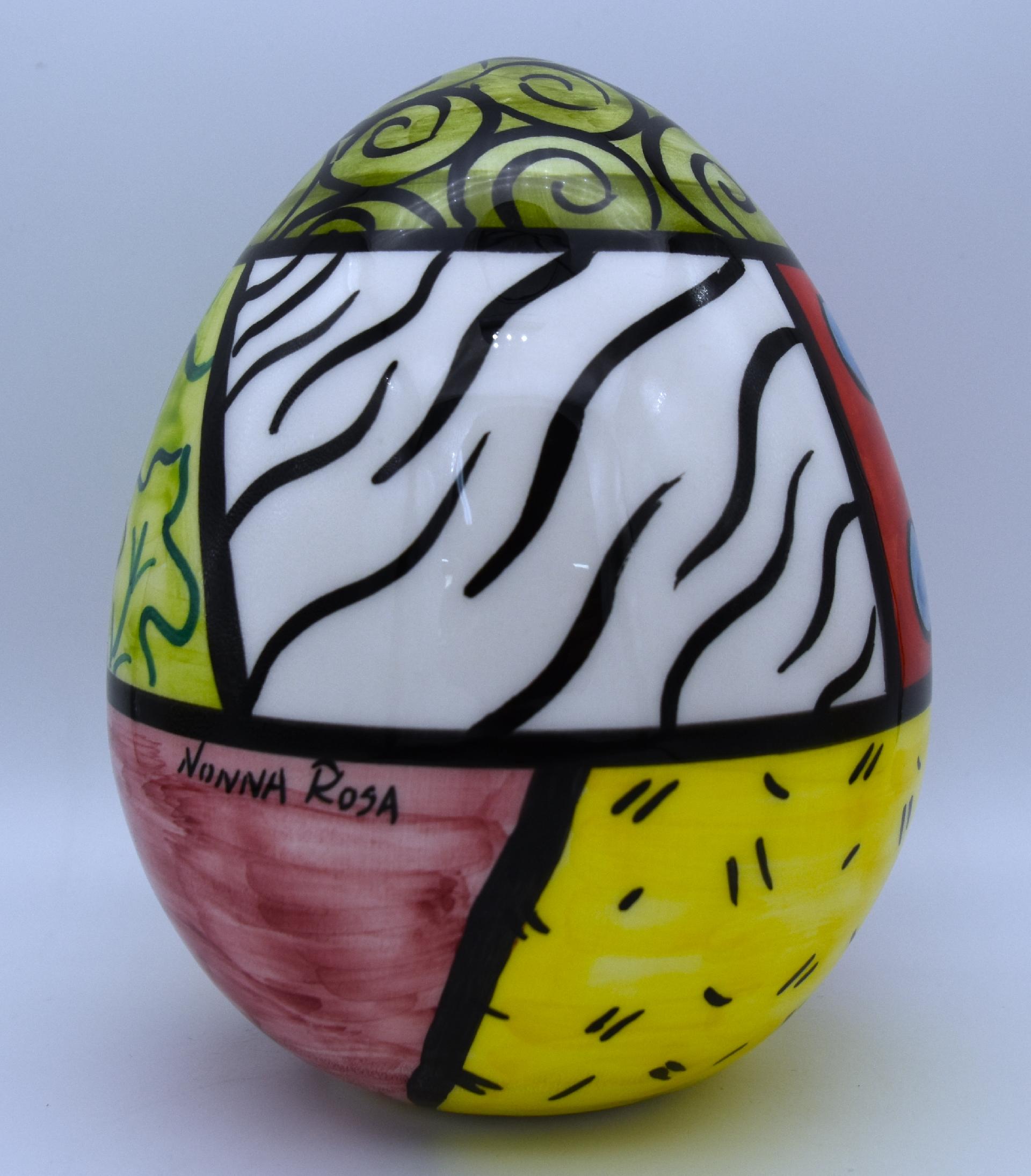 Uovo in ceramica Produzione artigianale di Caltagirone  h.15 cm