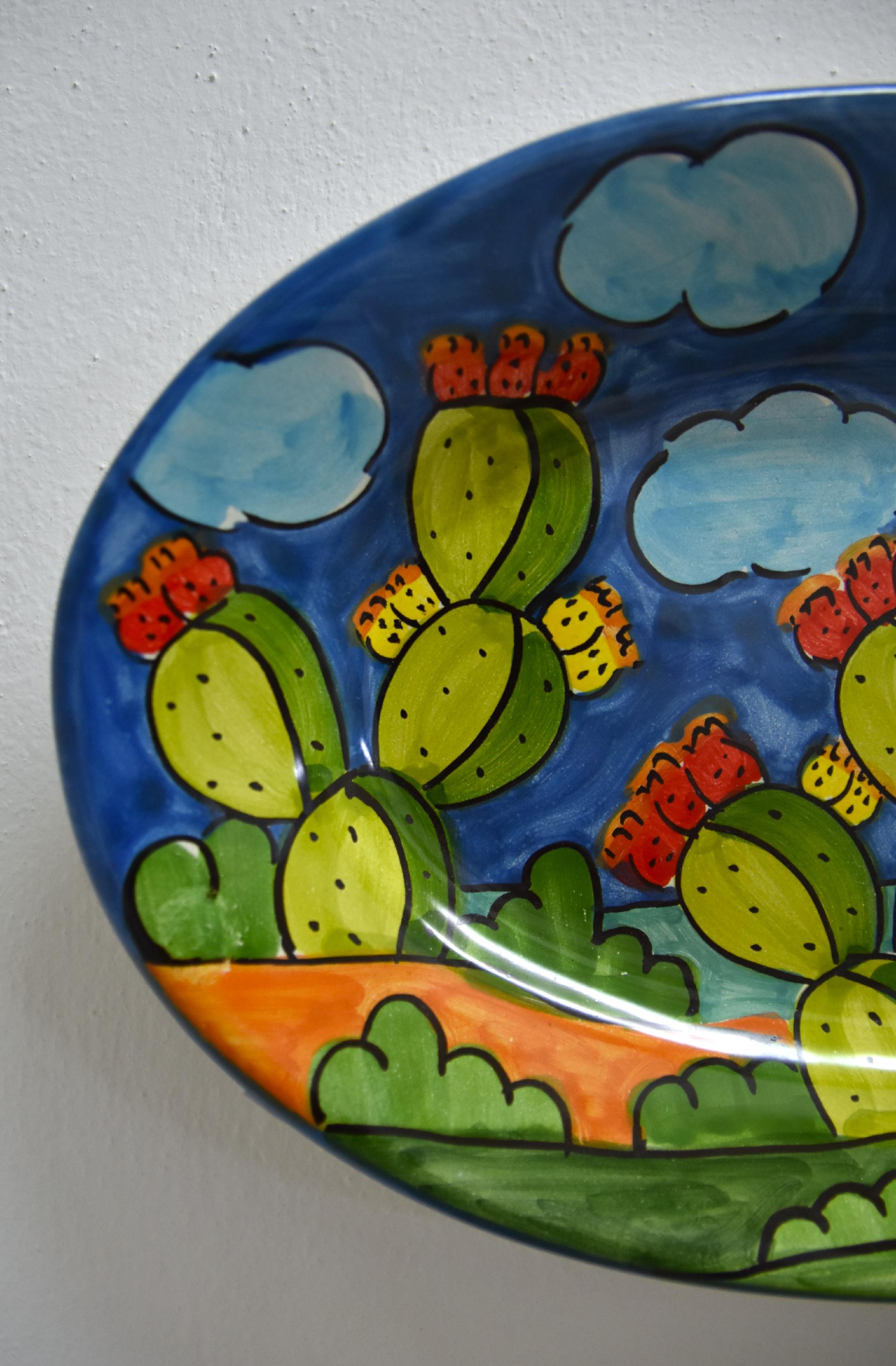 Piatto vassoio ovale in ceramica Produzione artigianale di Santo Stefano di Camastra 33 x 20