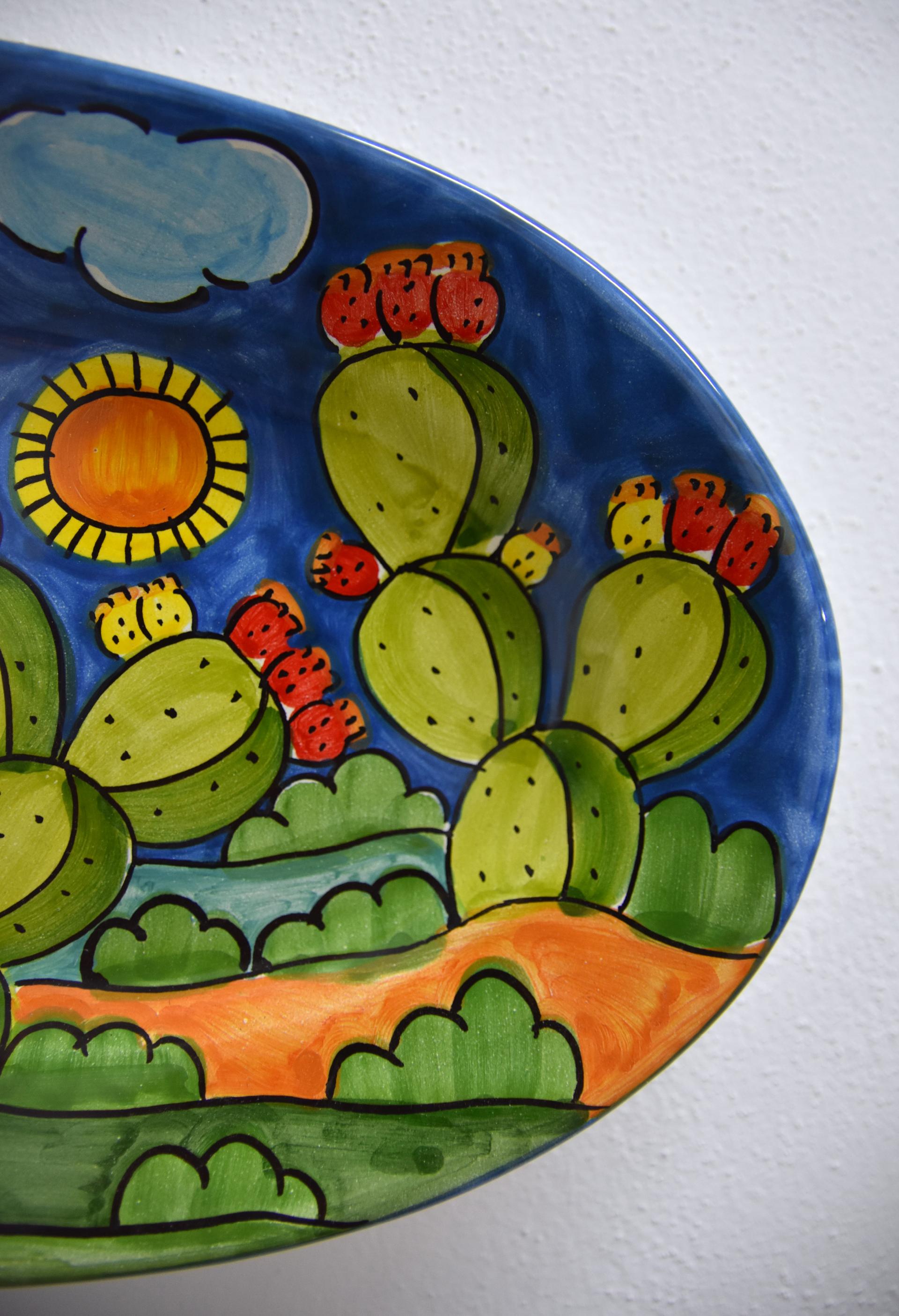 Piatto vassoio ovale in ceramica Produzione artigianale di Santo Stefano di Camastra 33 x 20