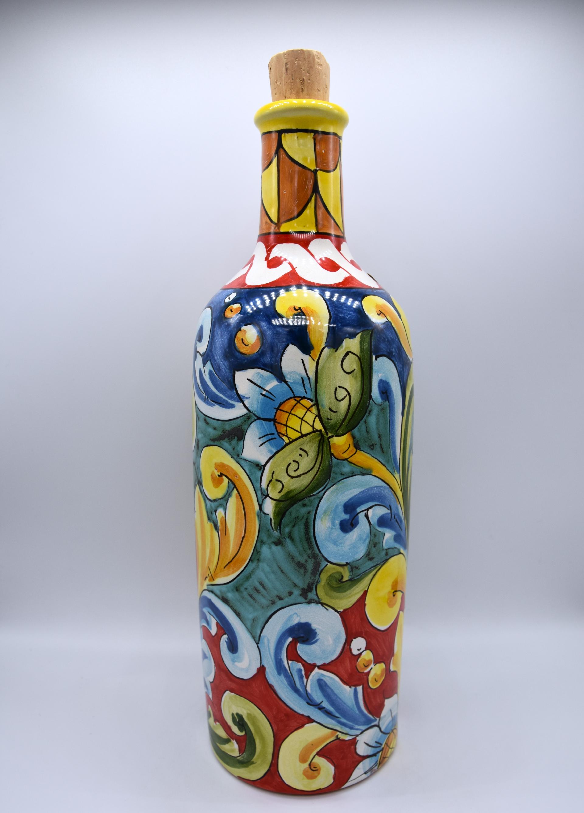 Bottiglia oliera in ceramica Produzione artigianale di Santo Stefano di Camastra h.30 cm