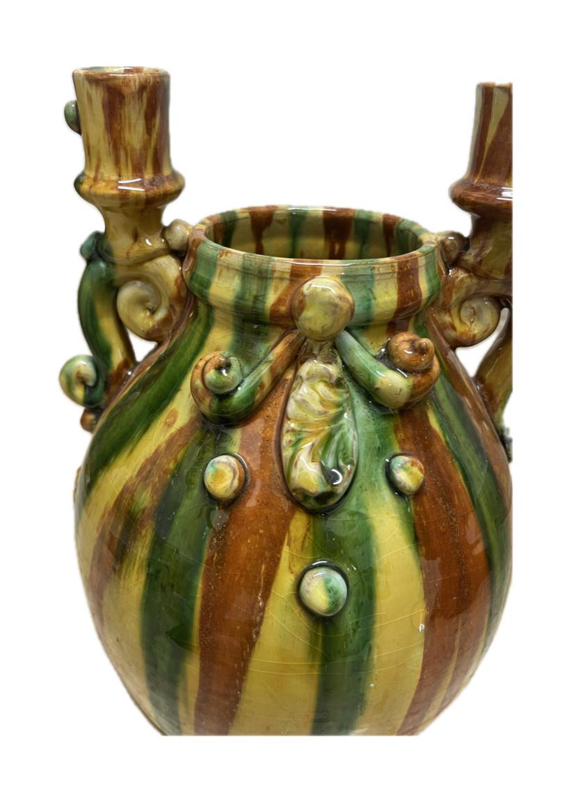 Candeliere decoro Kaleido Produzione artigianale Santo Stefano di Camastra H 30cm