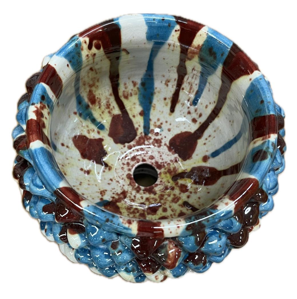 Mezza pigna decoro Kaleido Produzione artigianale Santo Stefano di Camastra H 18cm