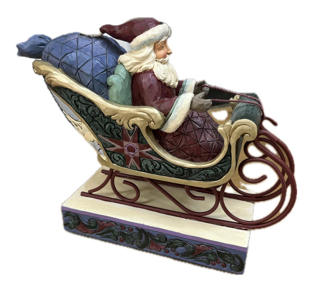 Babbo Natale con slitta Jim Shore Lunghezza 25cm