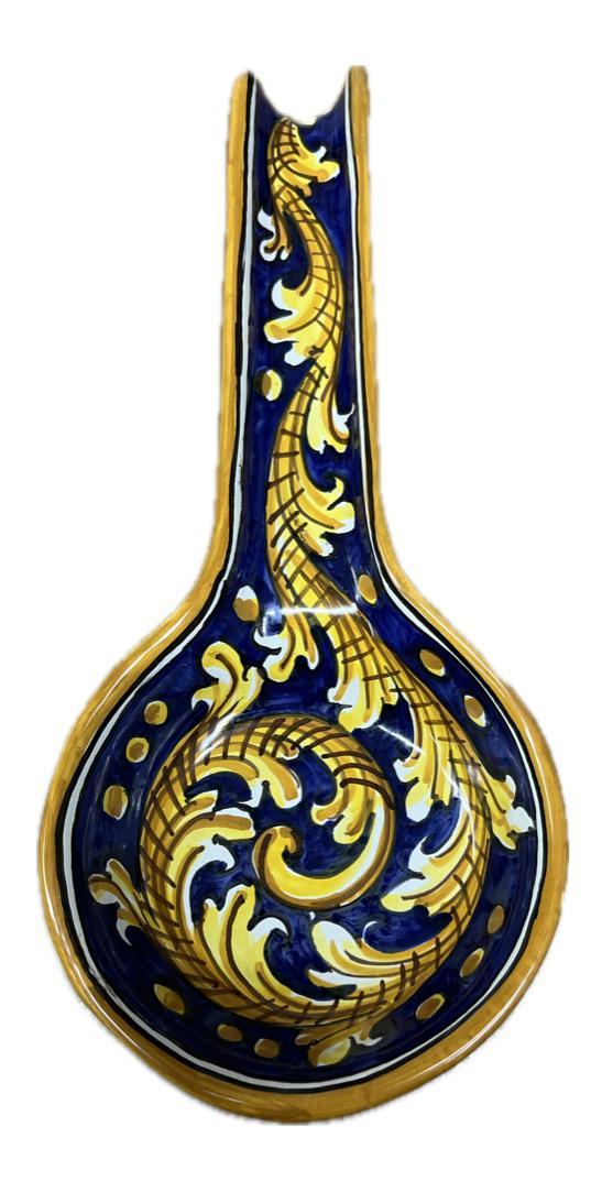 Poggiamestolo In Ceramica Talavera Dipinto A Mano – Multicolore Con Bordo Rosso, 25x12 Cm, Senza Piombo, Fatto In Messico