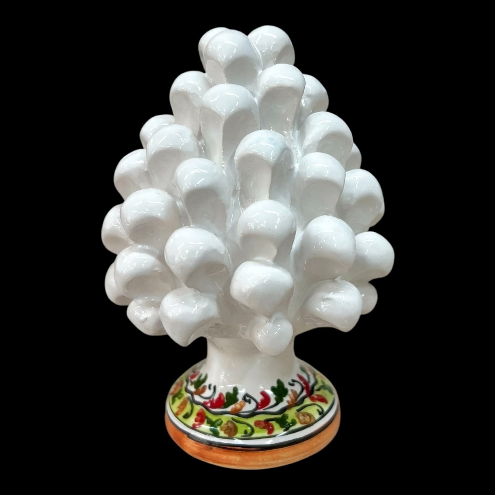 Pigna siciliana in ceramica bianca con base decorata Produzione artigianale di Caltagirone h.12cm