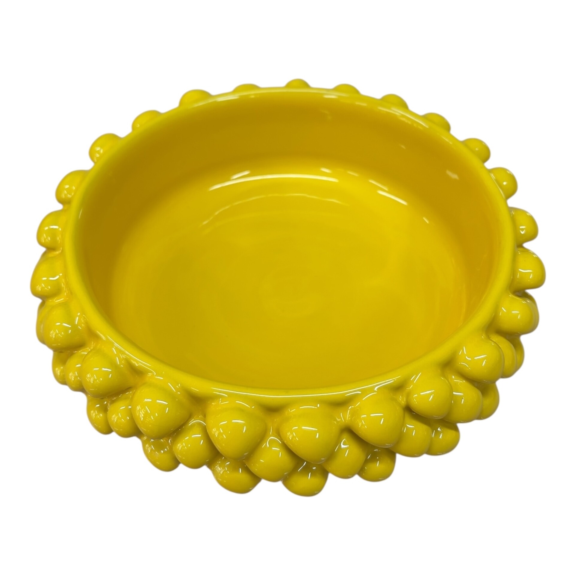 Svuota tasche a pigna in ceramica siciliana decoro giallo limone Produzione artigianale di Santo Stefano di Camastra Diametro 17cm