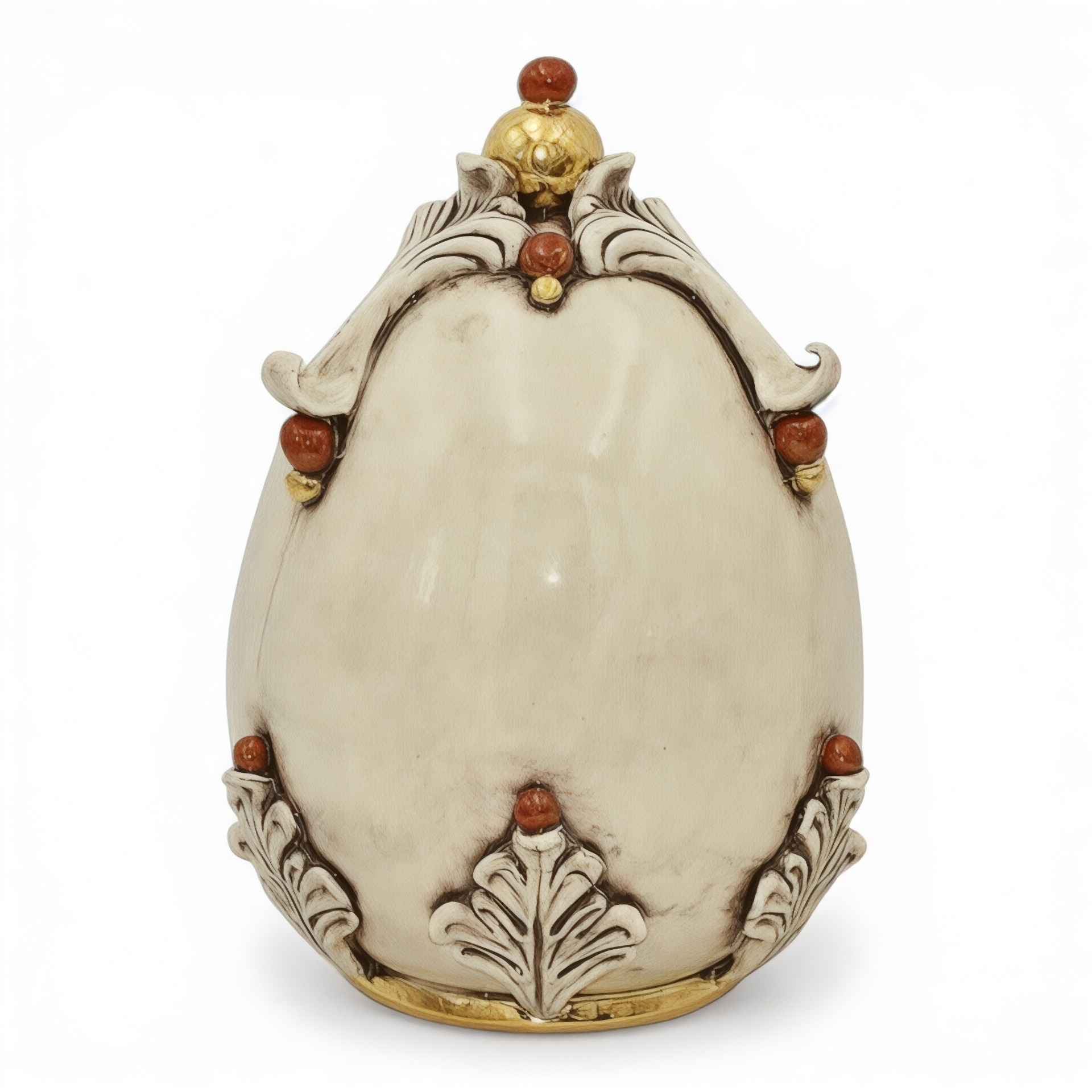 Uovo in ceramica siciliana con dettagli in oro e lustri madreperla antichizzato Produzione artigianale di Caltagirone h.22cm