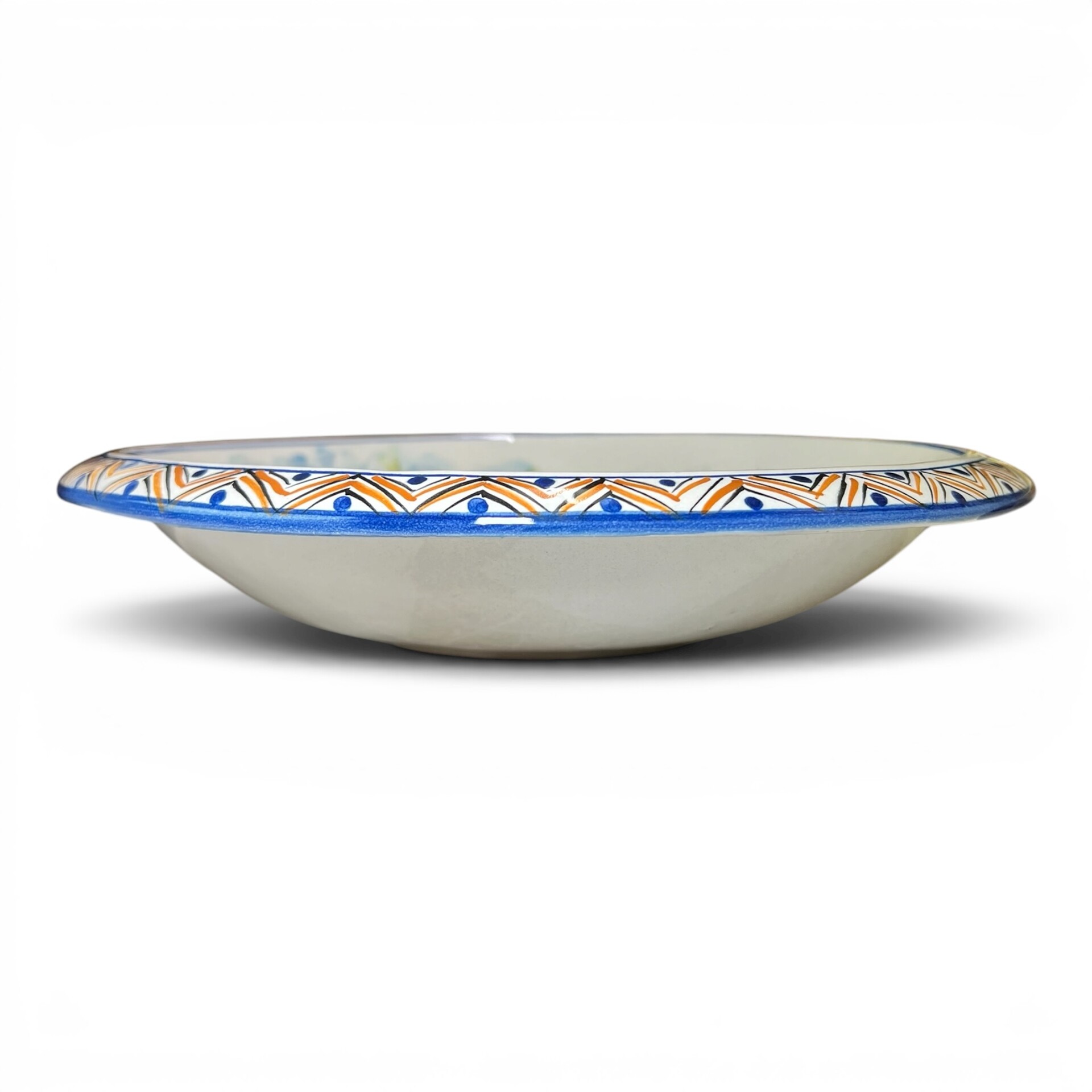 Ciotola centrotavola decoro frutti fichi d’india in ceramica siciliana Produzione artigianale di Santo Stefano di Camastra Diametro 30cm