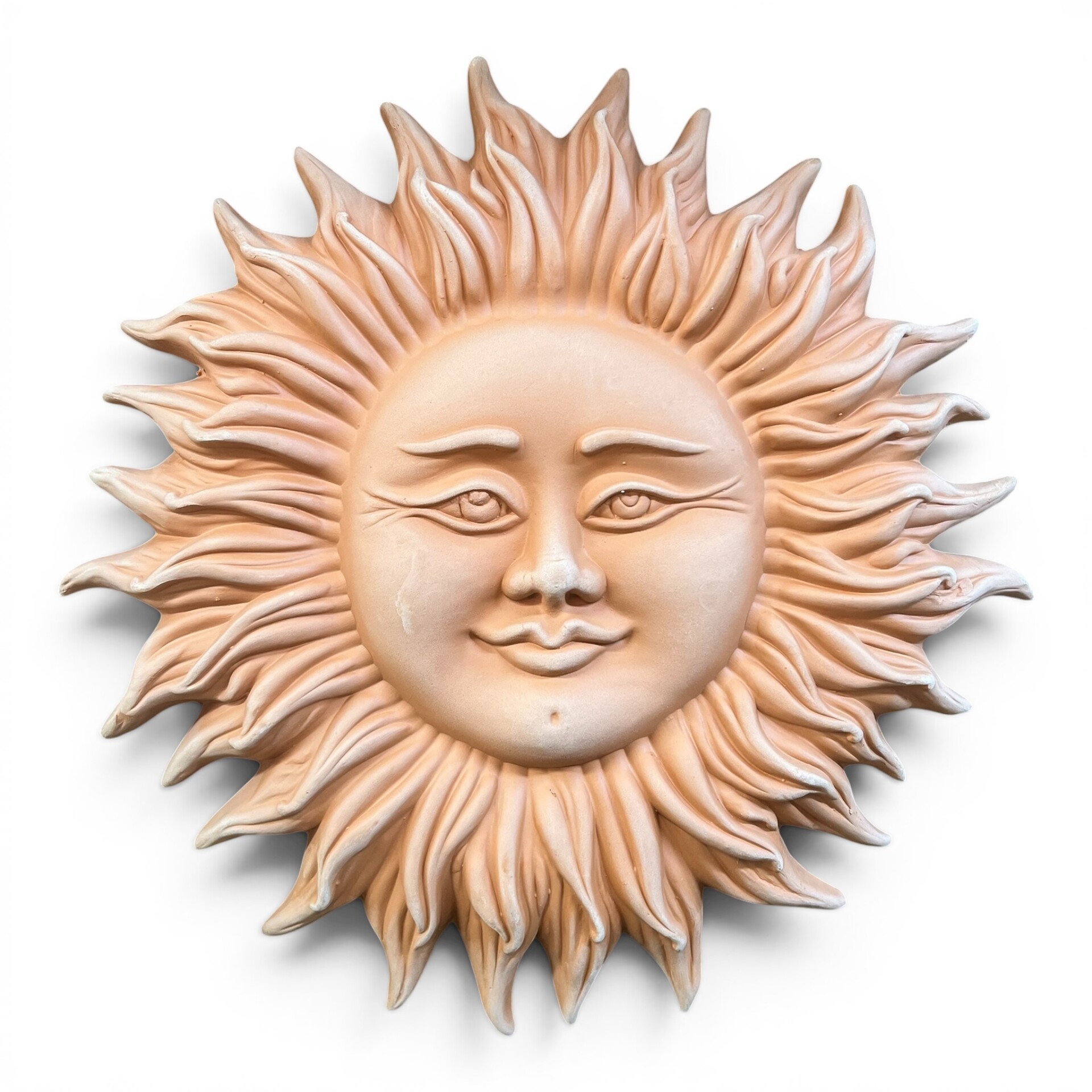 Sole da parete in terracotta in ceramica siciliana Produzione artigianale di Santo Stefano di Camastra diametro 43cm