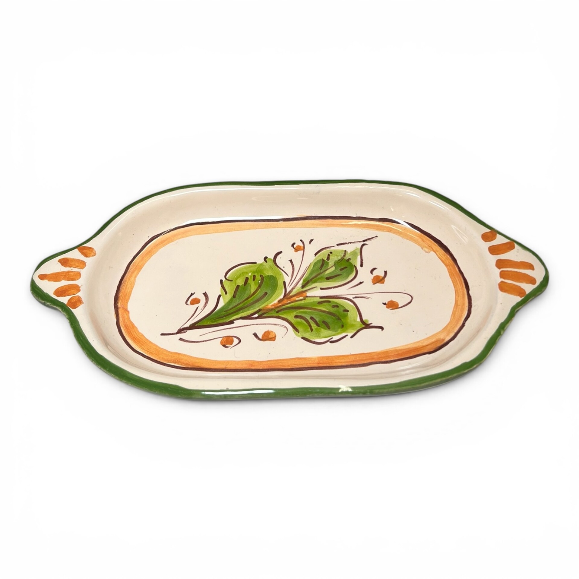 Set caffè due tazzine tête-à-tête con vassoio decoro con limoni popolare in ceramica siciliana Produzione artigianale di Santo Stefano di Camastra lunghezza 20cm