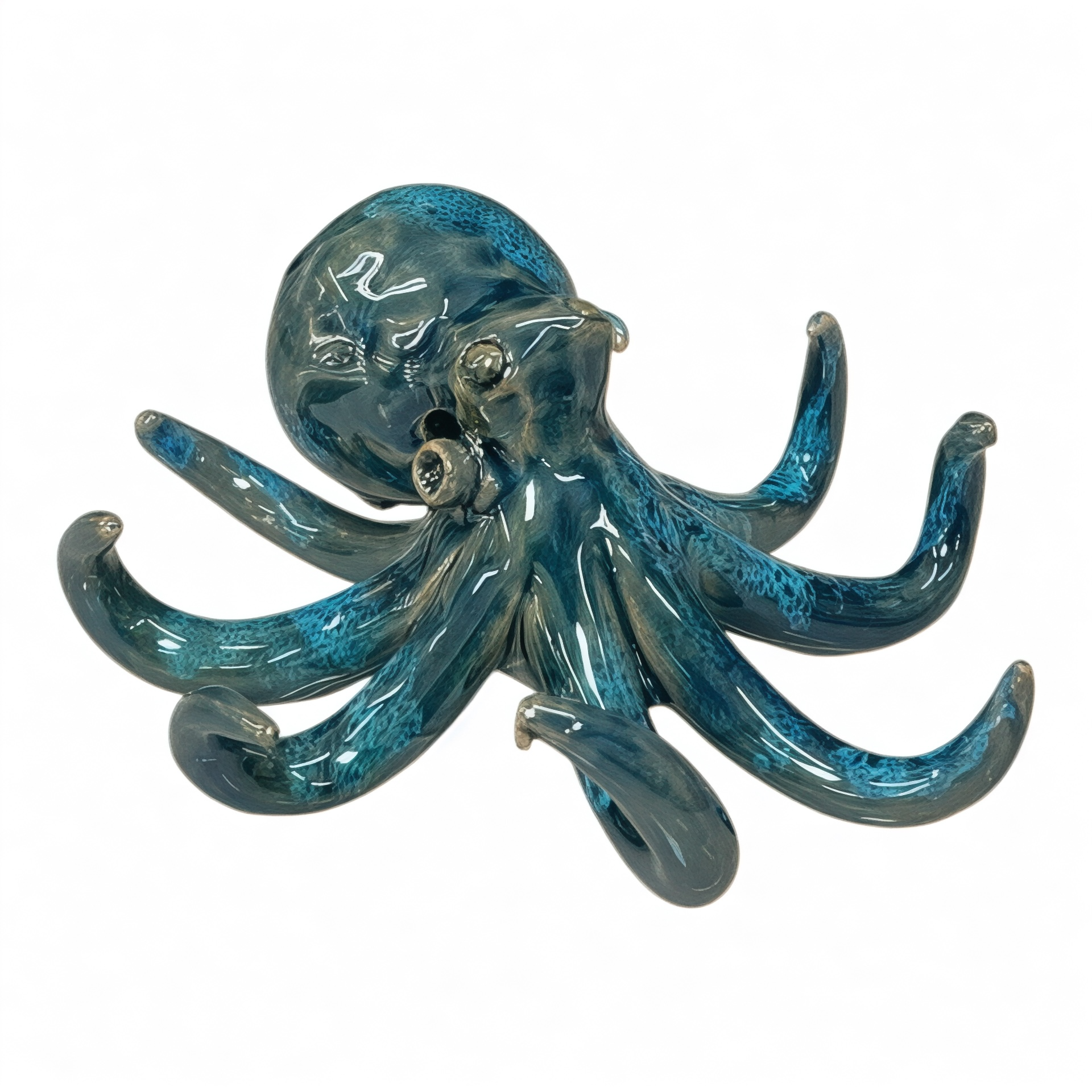 Polpo ornamentale piccolo vari decori in ceramica siciliana Produzione artigianale di Palermo Lunghezza 12cm
