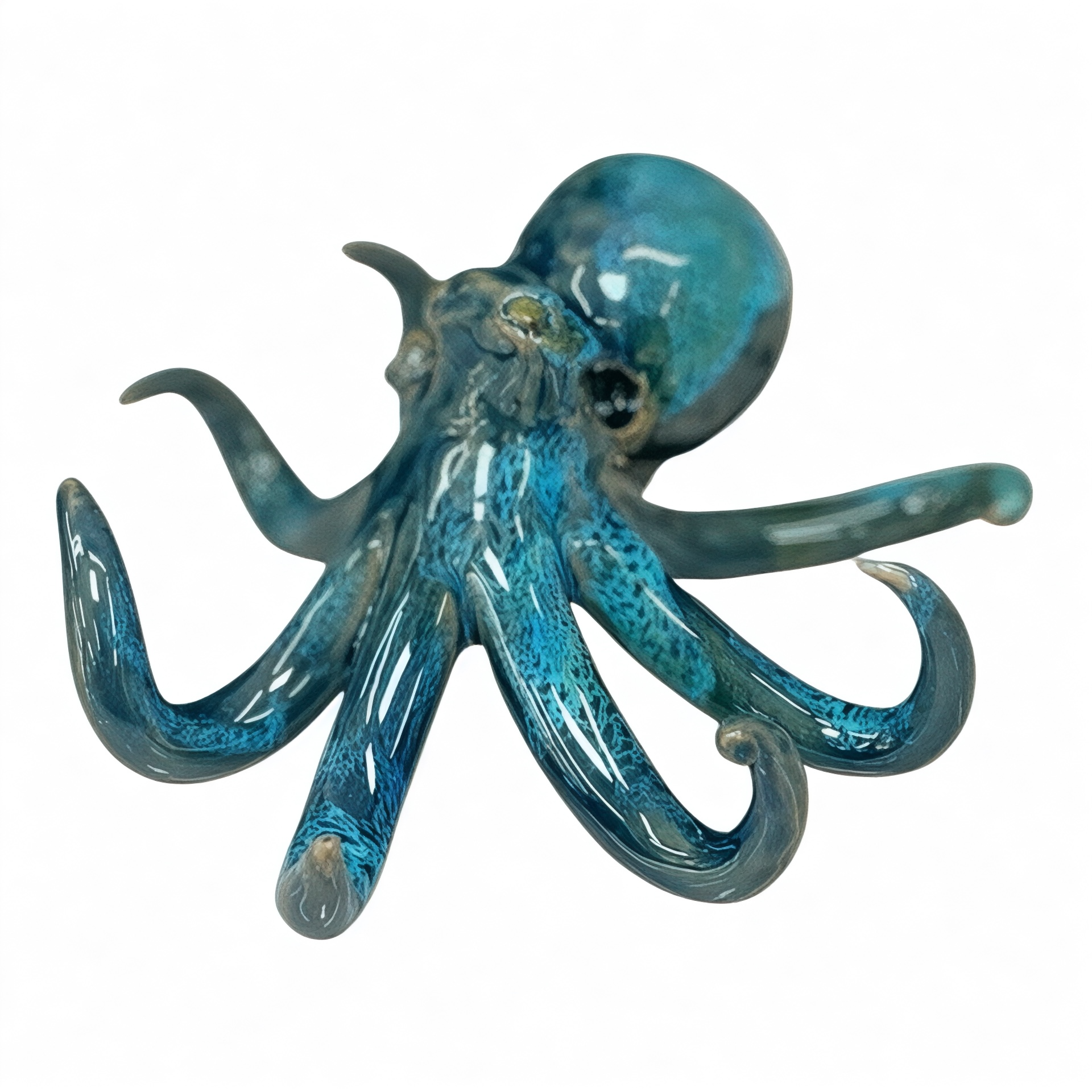 Polpo ornamentale piccolo vari decori in ceramica siciliana Produzione artigianale di Palermo Lunghezza 12cm