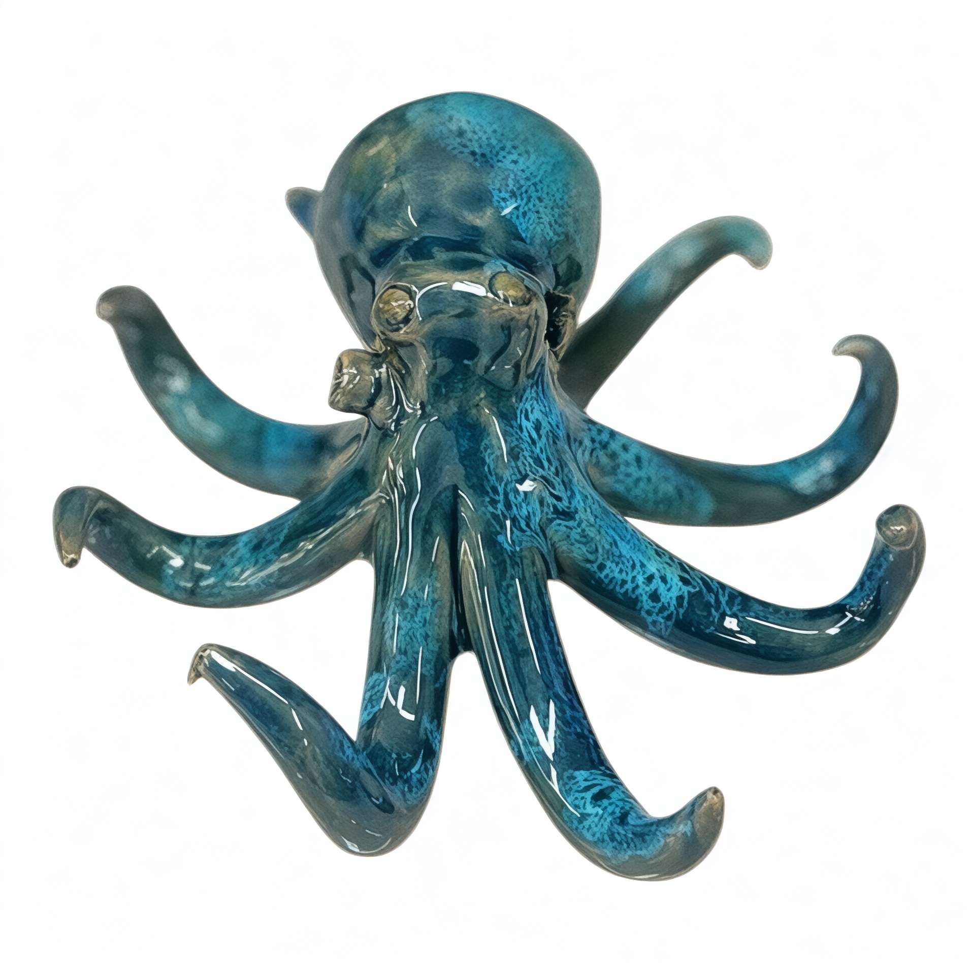 Polpo ornamentale piccolo vari decori in ceramica siciliana Produzione artigianale di Palermo Lunghezza 12cm