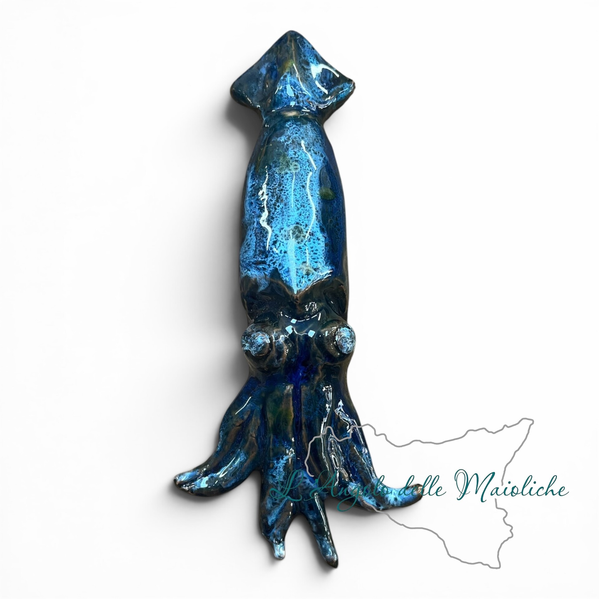 Totano ornamentale da parete in ceramica siciliana Produzione artigianale di Palermo h.15cm