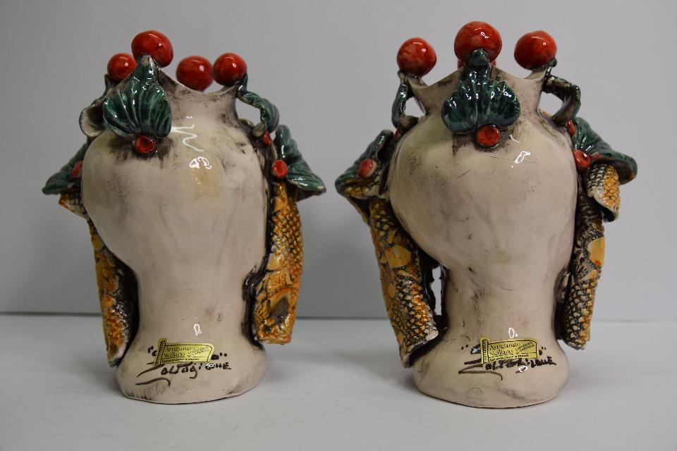 Teste di moro decoro con turbante Produzione artigianale di Caltagirone  h.25 cm