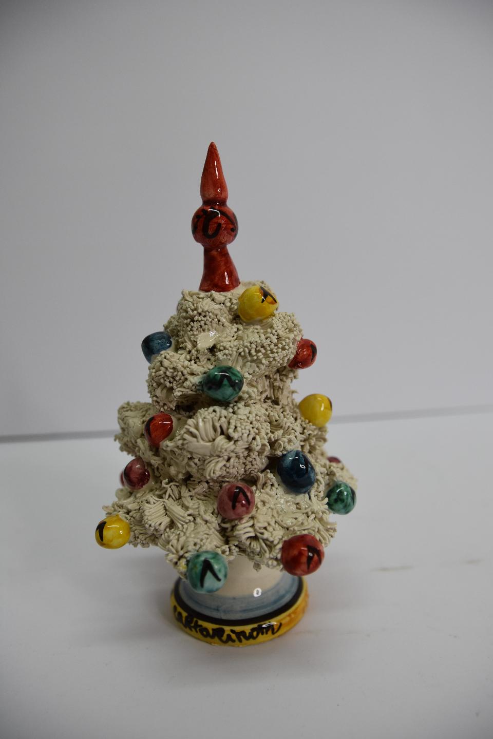 Albero di Natale in ceramica bianco Produzione artigianale di Caltagirone  h.17