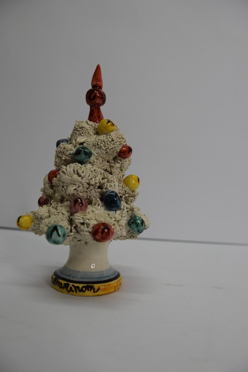 Albero di Natale in ceramica bianco Produzione artigianale di Caltagirone  h.17