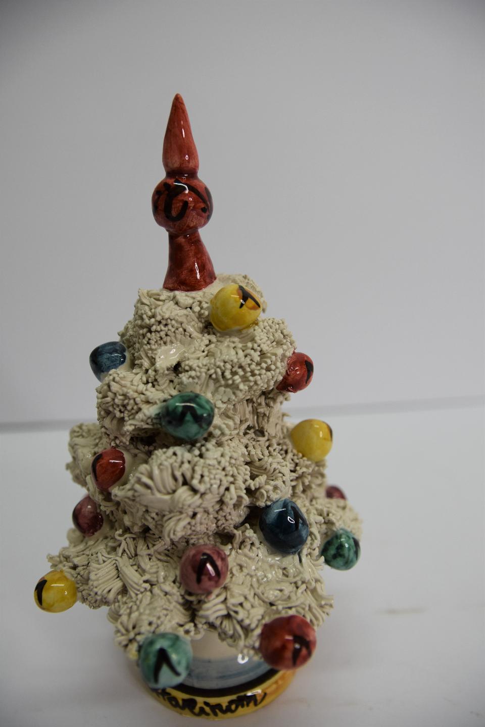 Albero di Natale in ceramica bianco Produzione artigianale di Caltagirone  h.17