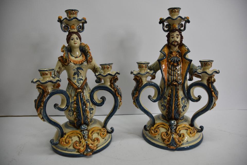 Candeliere in ceramica  Produzione artigianale di Caltagirone  h.30