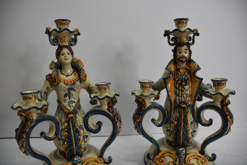 Candeliere in ceramica  Produzione artigianale di Caltagirone  h.30