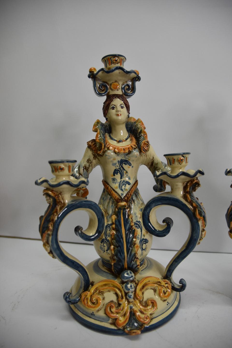 Candeliere in ceramica  Produzione artigianale di Caltagirone  h.30