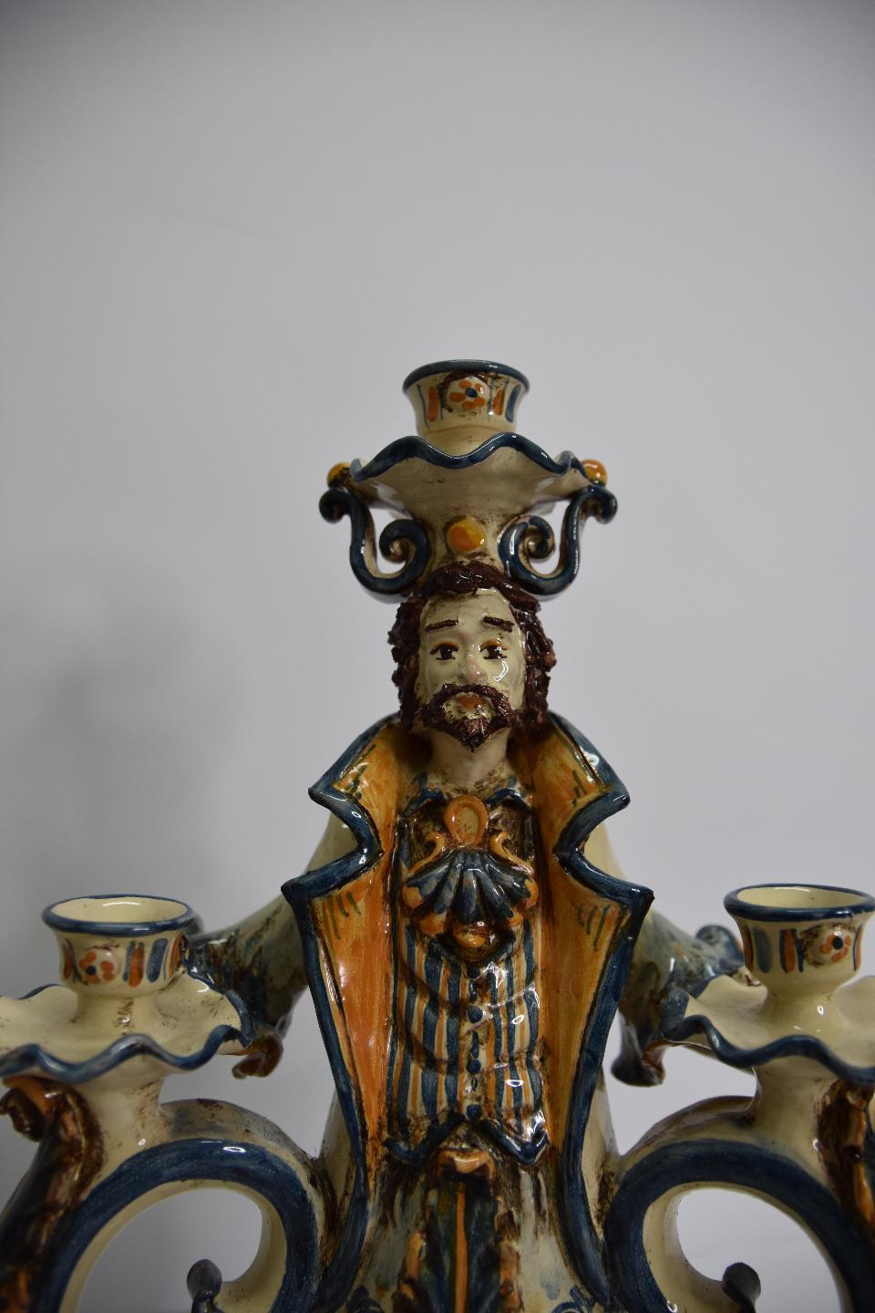 Candeliere in ceramica  Produzione artigianale di Caltagirone  h.30