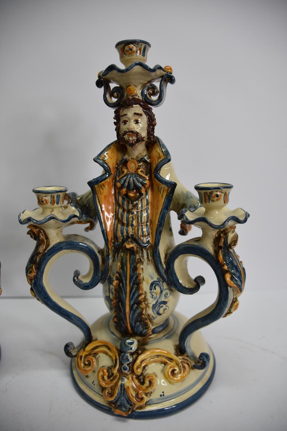 Candeliere in ceramica  Produzione artigianale di Caltagirone  h.30