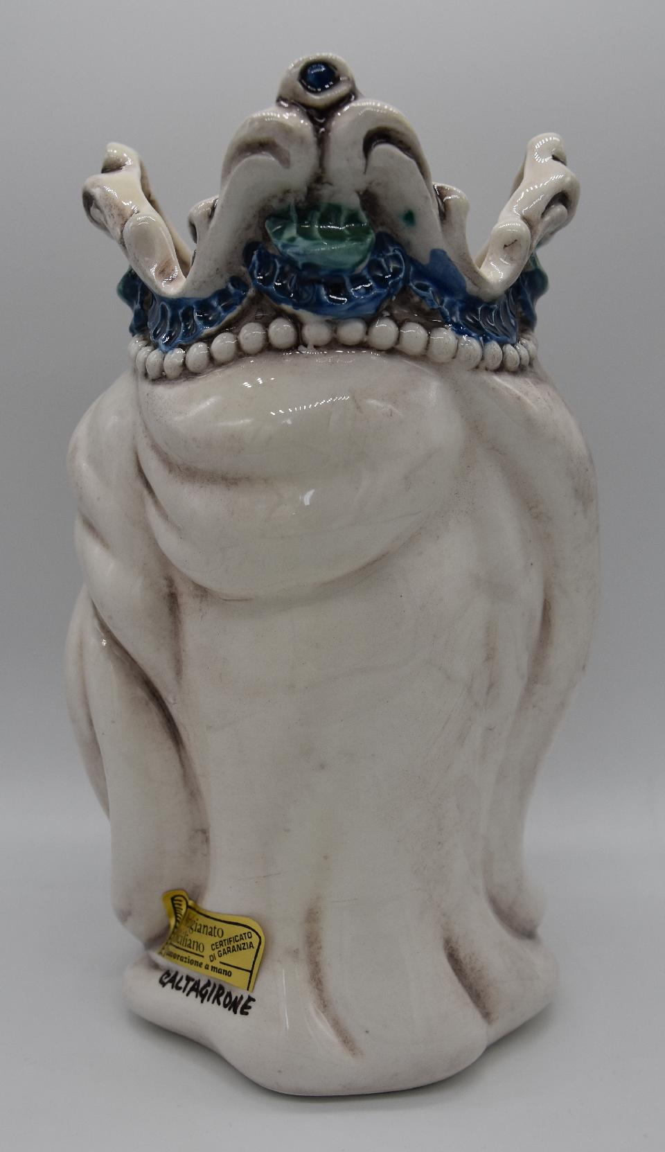 Coppia teste di moro Emiro blu/verde Produzione artigianale di Caltagirone h.20 cm
