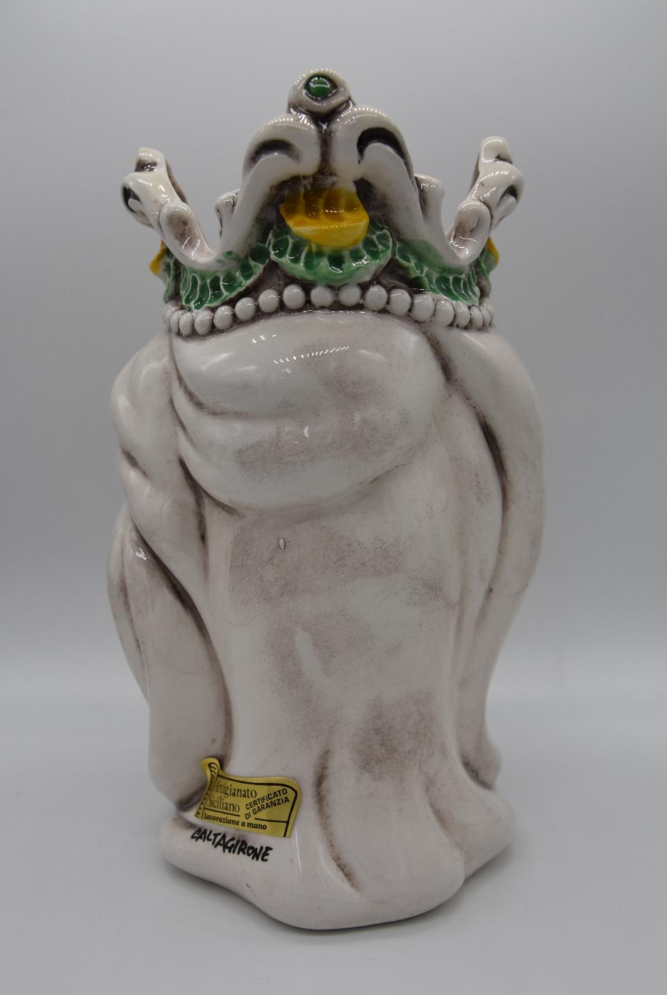 Coppia Teste di moro Emiro giallo/verde Produzione artigianale di Caltagirone h.20cm