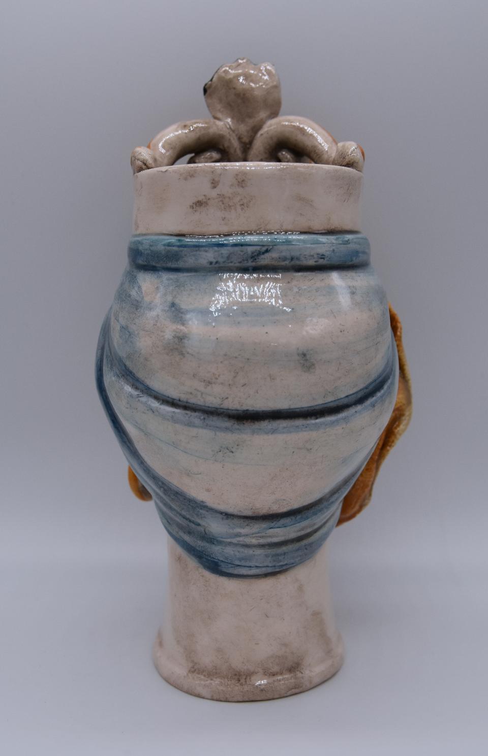 Coppia Teste di moro h.18 cm Produzione artigianale di Caltagirone  con corona e turbante