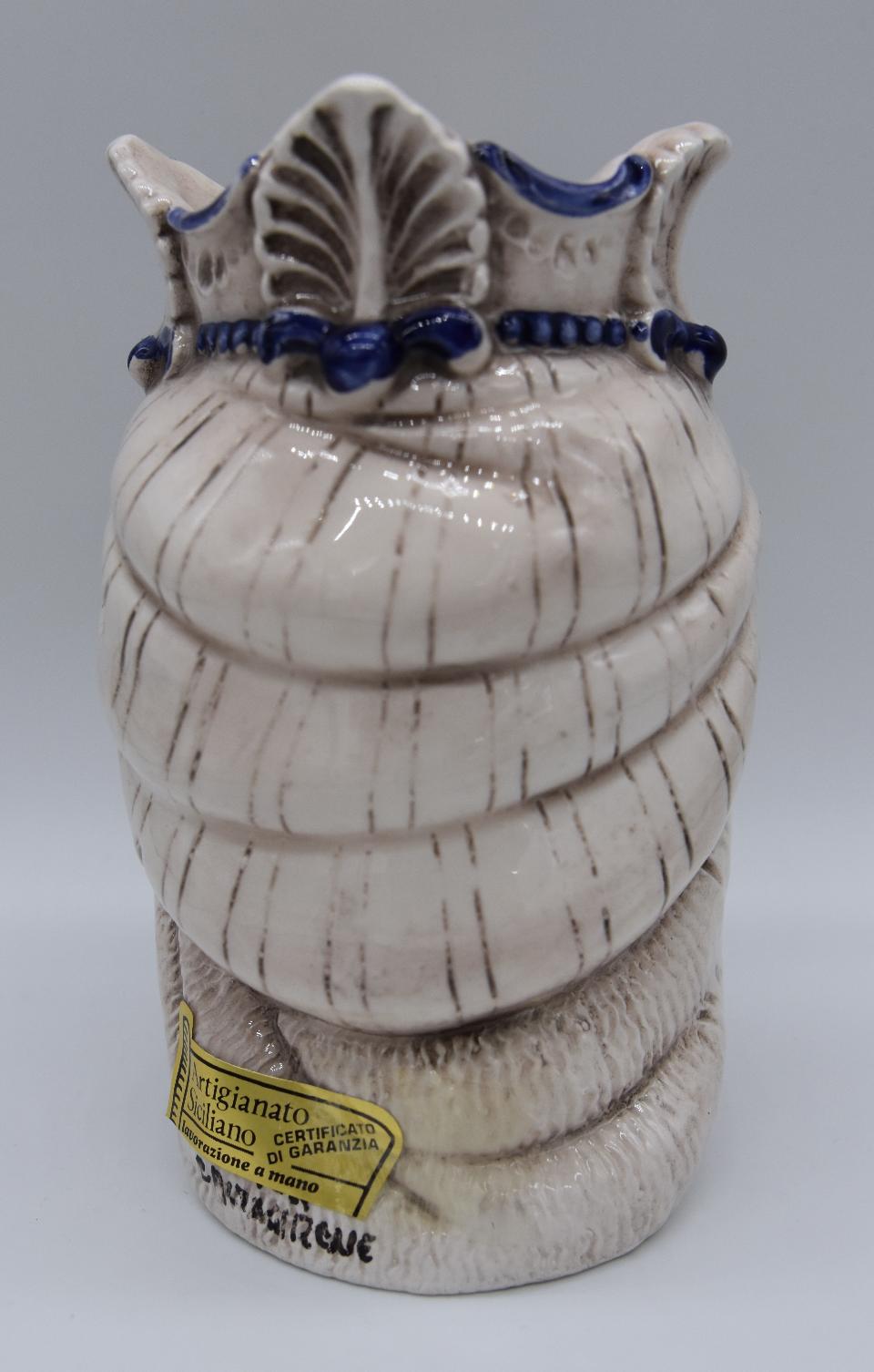 Coppia teste di moro afro decoro bianco antico e blu Produzione artigianale di Caltagirone h.13cm