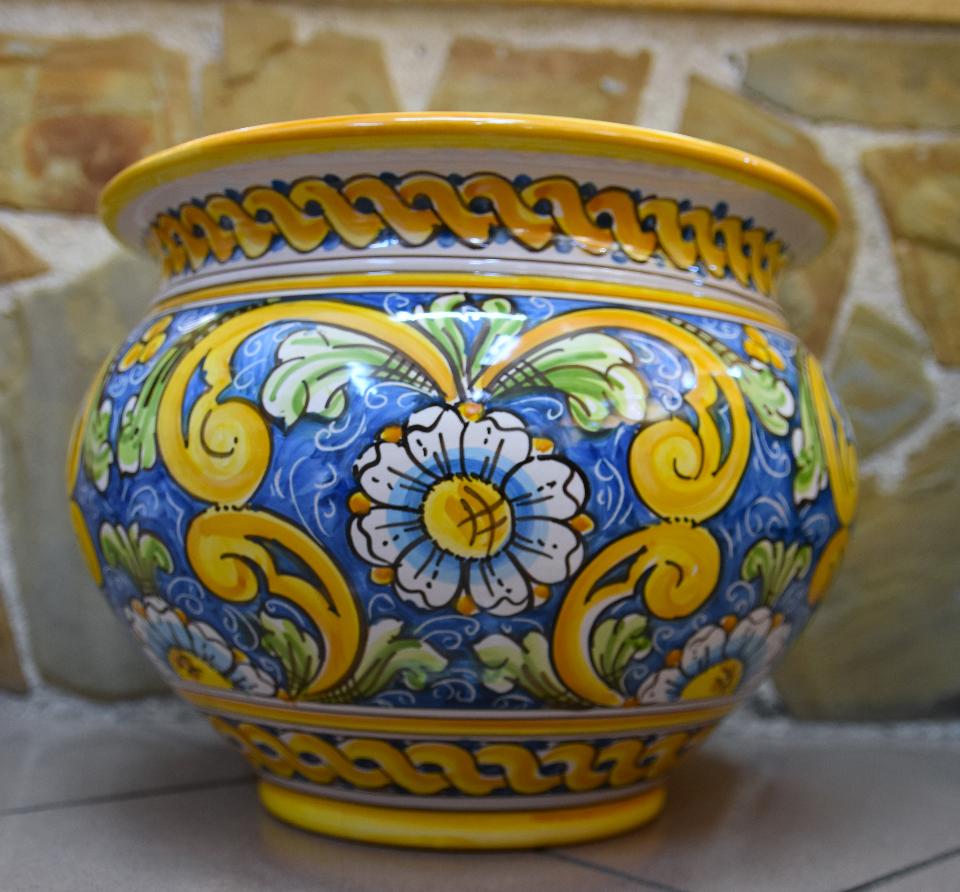 Portavaso cachepot in ceramica  Produzione artigianale di Caltagirone  Diametro 30cm