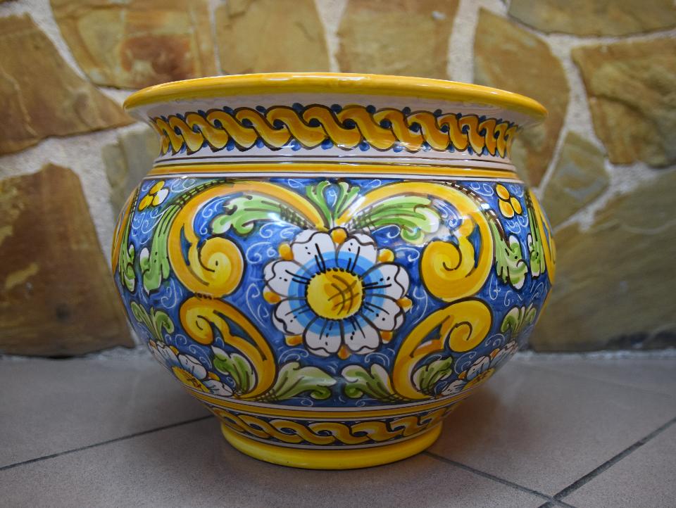 Portavaso cachepot in ceramica  Produzione artigianale di Caltagirone  Diametro 30cm