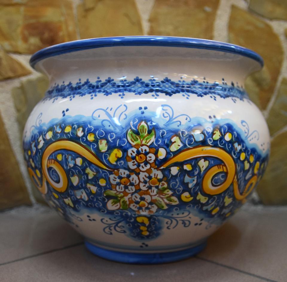 Portavaso cachepot in ceramica Produzione artigianale di Caltagirone Diametro 30cm