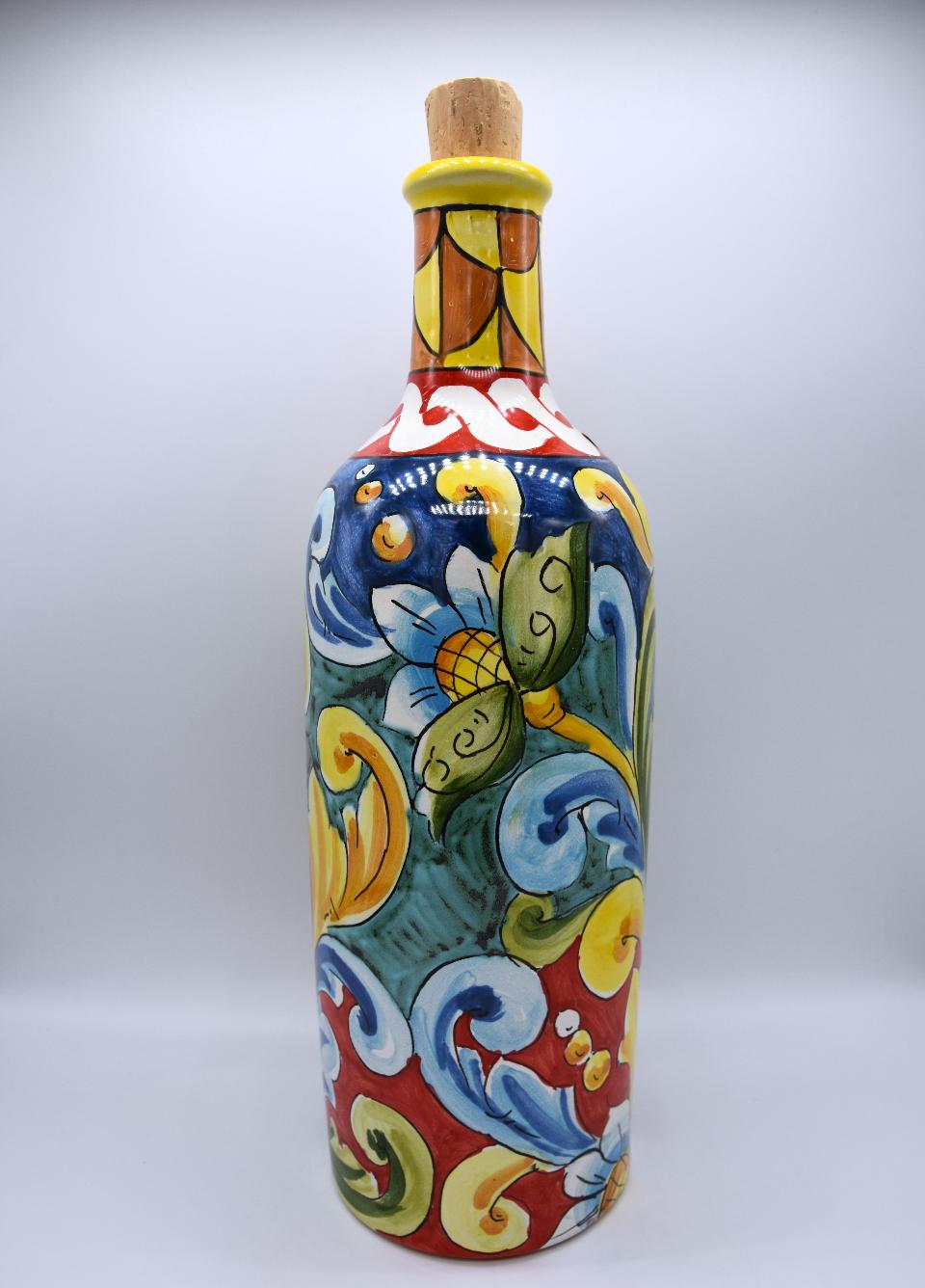 Bottiglia oliera in ceramica Produzione artigianale di Santo Stefano di Camastra h.30 cm
