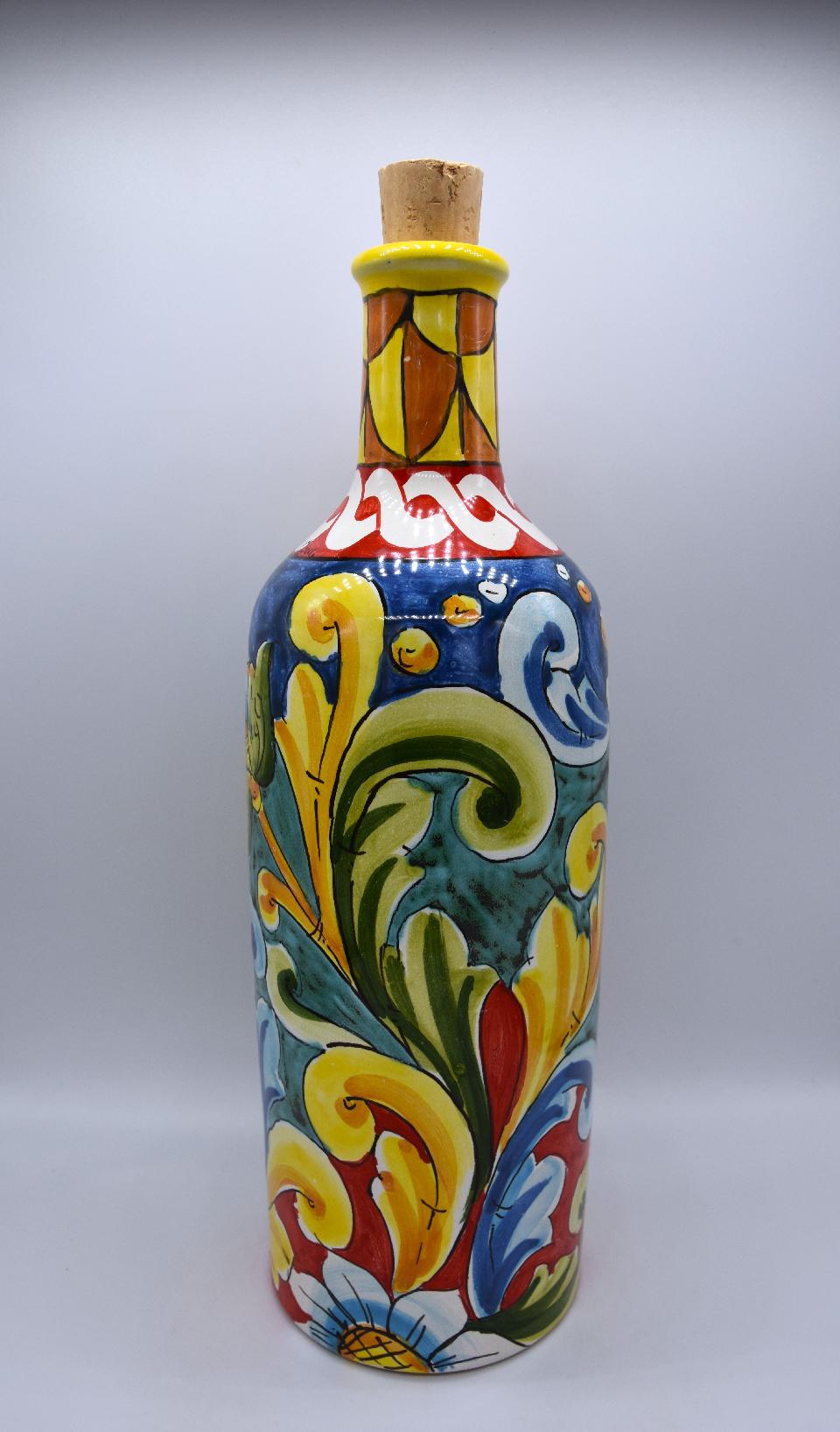 Bottiglia oliera in ceramica Produzione artigianale di Santo Stefano di Camastra h.30 cm