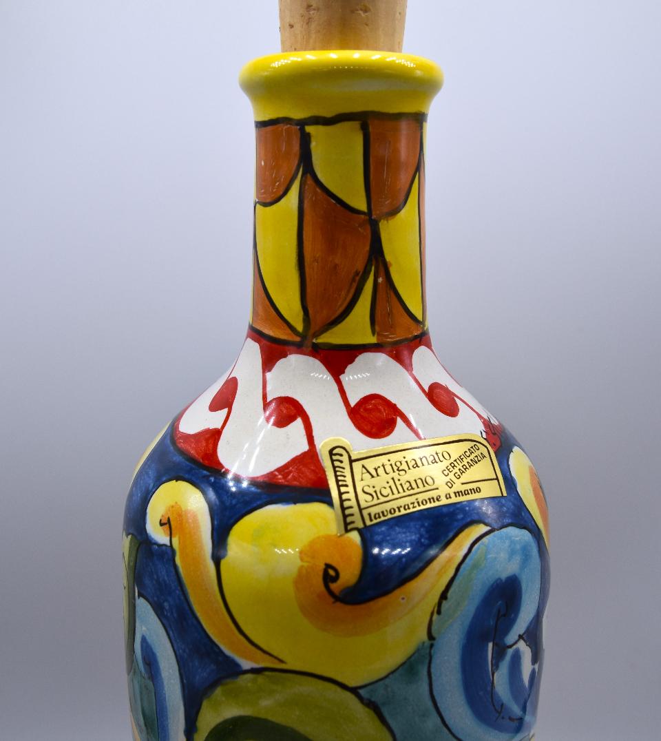 Bottiglia oliera in ceramica Produzione artigianale di Santo Stefano di Camastra h.30 cm