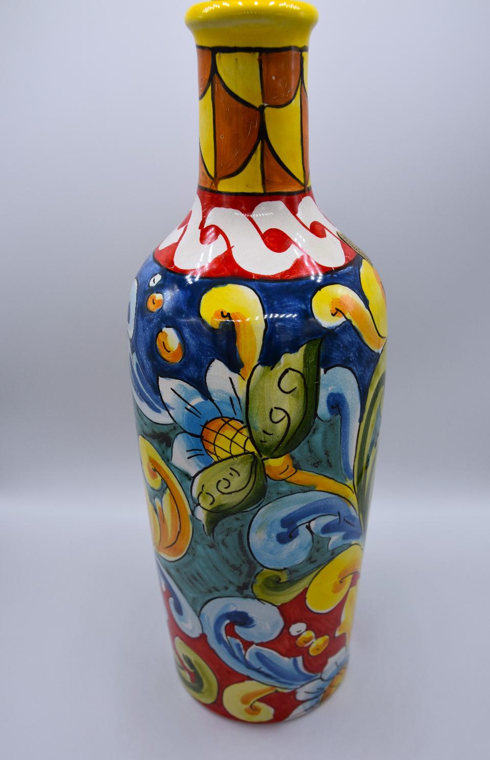 Bottiglia oliera in ceramica Produzione artigianale di Santo Stefano di Camastra h.30 cm