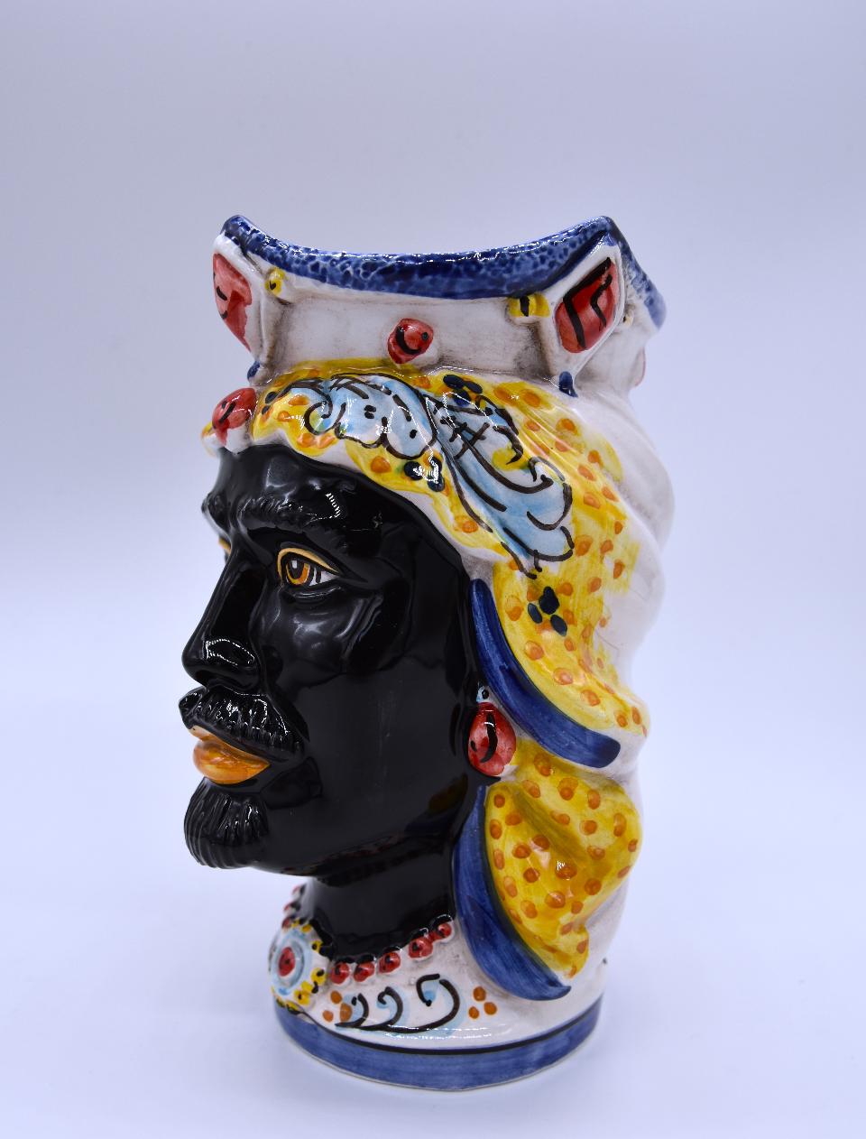 NEW Coppia teste di moro gioiello moderne Produzione artigianale di Caltagirone h.15cm