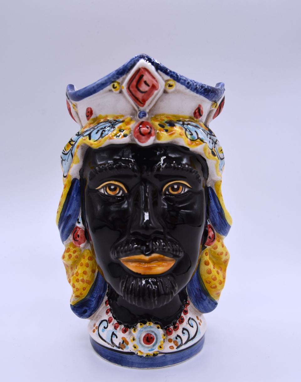 NEW Coppia teste di moro gioiello moderne Produzione artigianale di Caltagirone h.15cm