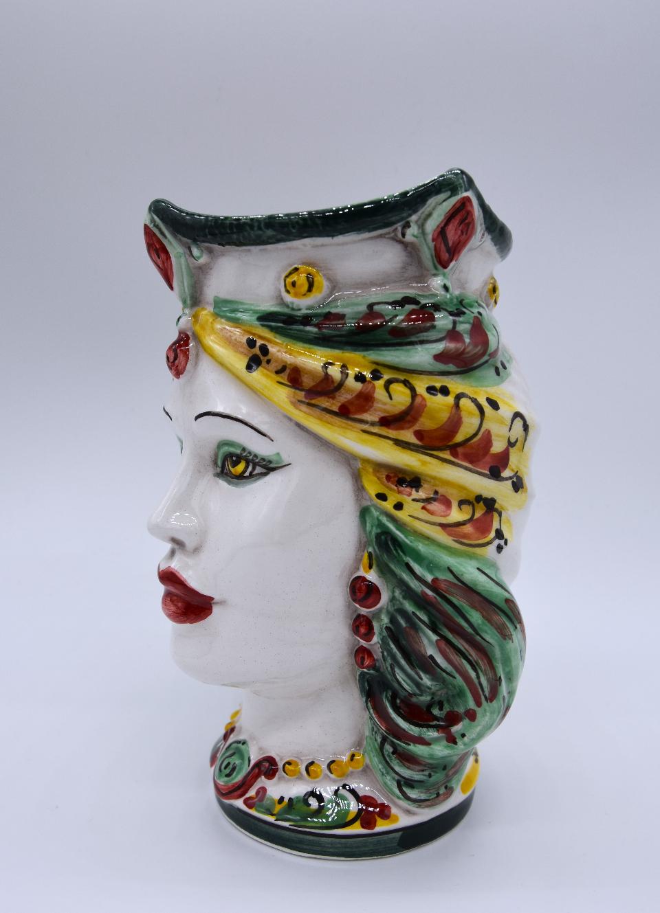 NEW Coppia teste di moro gioiello moderne Produzione artigianale di Caltagirone h.15cm
