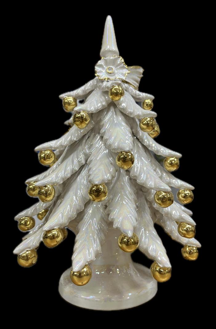 Albero di Natale con dettagli in oro e madreperla Produzione artigianale di Caltagirone H 25cm