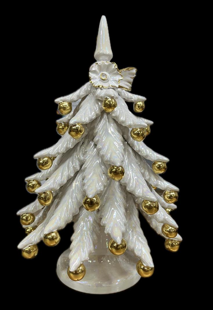 Albero di Natale con dettagli in oro e madreperla Produzione artigianale di Caltagirone H 25cm