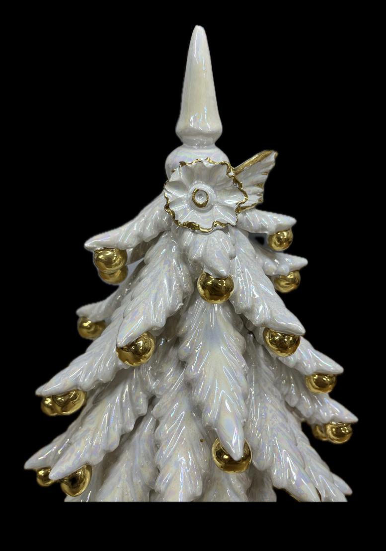 Albero di Natale con dettagli in oro e madreperla Produzione artigianale di Caltagirone H 25cm