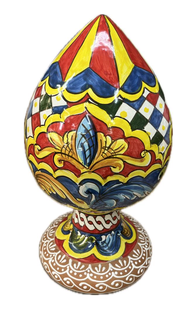 Pigna ornamentale liscia decoro siciliano Produzione artigianale Santo Stefano di Camastra H 30cm