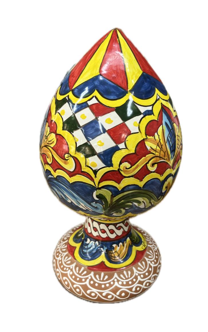 Pigna ornamentale liscia decoro siciliano Produzione artigianale Santo Stefano di Camastra H 30cm
