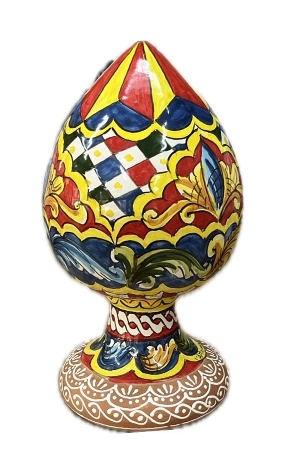 Pigna ornamentale liscia decoro siciliano Produzione artigianale Santo Stefano di Camastra H 30cm
